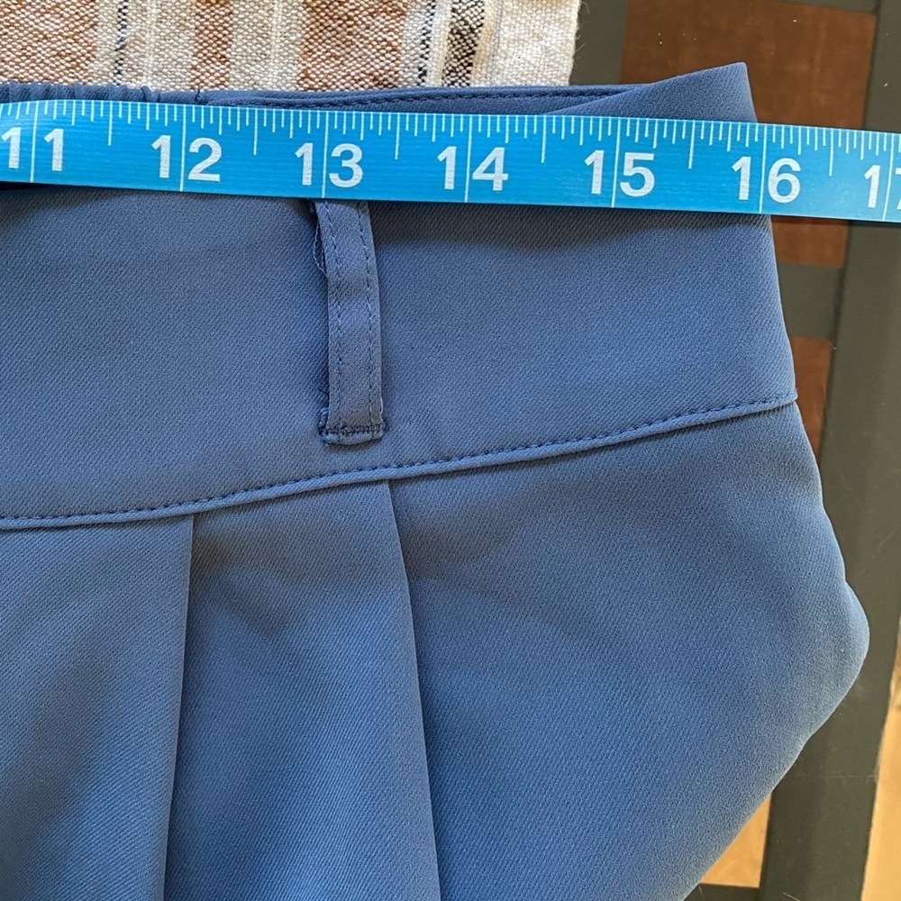 Halara Blue High Waisted Button Shirred Straight Leg Work Trouser Pants Large - Picture 9 of 15